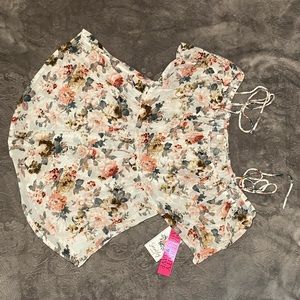 Floral Chiffon Cold-Shoulder Maternity Blouse